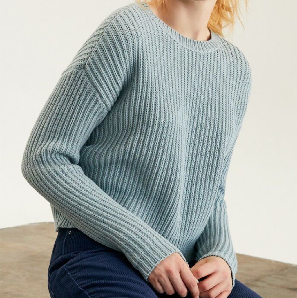 Blue Shaker Stitched Sweater